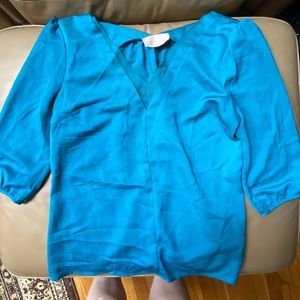 Skies Are Blue Teal V-Neck Blouse